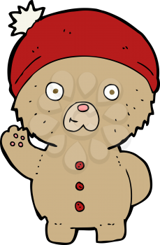 Royalty Free Clipart Image of a Teddy Bear Waving