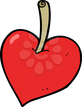Royalty Free Clipart Image of a Heart Shaped Cherry