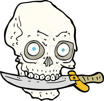 Royalty Free Clipart Image of a Skull with a Sword 