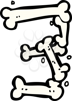 Royalty Free Clipart Image of a Number Three Made of Bones
