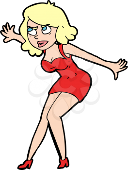 Royalty Free Clipart Image of a Woman Wearing a Dress