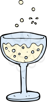 Royalty Free Clipart Image of a Sparkling Glass of Wine