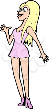 Royalty Free Clipart Image of a Woman Wearing a Short Dress