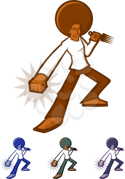 Action character with a giant afro