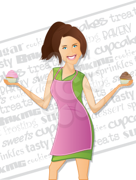 Cupcake Girl with Background Text
