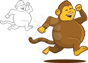 Fat Chimpanzee Running Cartoon