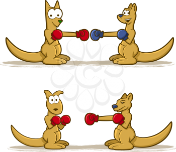 Collection of Kangaroo cartoons wearing boxing gloves
