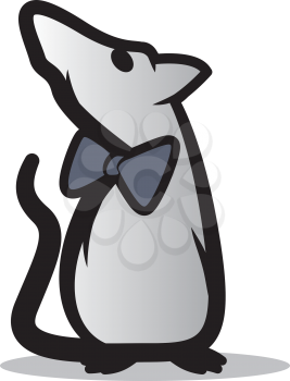 Stylized illustration of a rat wearing a bow tie