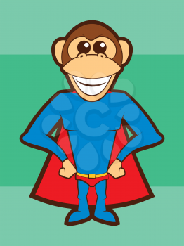Cartoon Chimpanzee Super Hero
