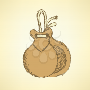 Sketch spanish castanet in vintage style, vector