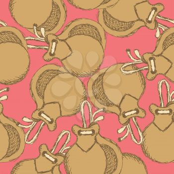 Sketch spanish castanet in vintage style, vector seamless pattern