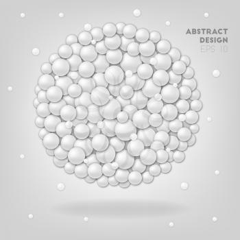 White abstract circles in sphere, vector background in 3d style