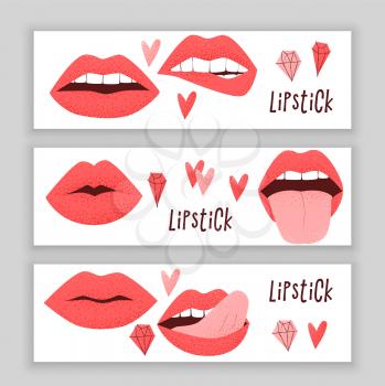 Lips with red lipstick, sexy concept advertisement 