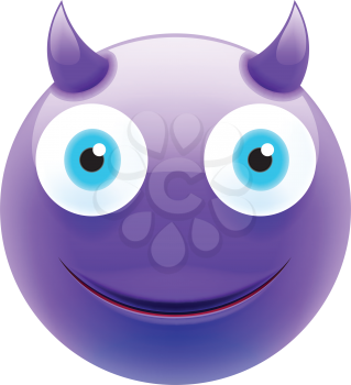Happy Devil Emoticon with Blue Eyes. Happy Devil Emojis. Smile Icon. Isolated vector illustration on white background