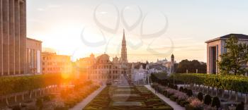 Panoramic Cityscape of Brussels in a beautiful summer day, Belgium