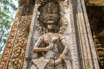 Chau Say Tevoda temple ruins is Khmer ancient temple in complex Angkor Wat in Siem Reap, Cambodia in a summer day