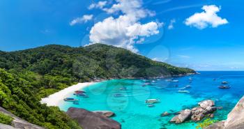 Panorama of tropical landscape on Similan islands, Thailand in a summer day