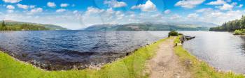 Beautiful view of the Loch Ness in Scotland in a beautiful summer day, United Kingdom