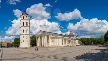Panorama of Cathedral Basilica, Vilnius in a beautiful summer day, Lithuania