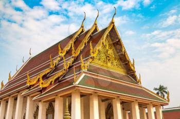 Wat Saket temple in Bangkok, Thailand in a summer day