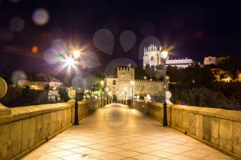 Bridge San Martin in Toledo, Spain in a beautiful summer night