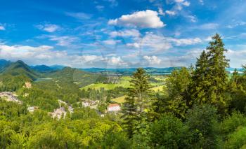 Hohenschwangau Castle and Alps in Fussen, Bavaria, Germany in a beautiful summer day