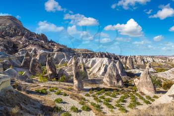 Volcanic rock formations landscape in Cappadocia, Turkey in a beautiful summer day