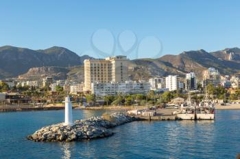 Panorama of Kyrenia (Girne) harbour in North Cyprus in a beautiful summer day