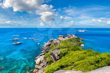 Panoramic view of tropical landscape on Similan islands, Thailand in a summer day