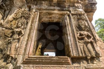Chau Say Tevoda temple ruins is Khmer ancient temple in complex Angkor Wat in Siem Reap, Cambodia in a summer day