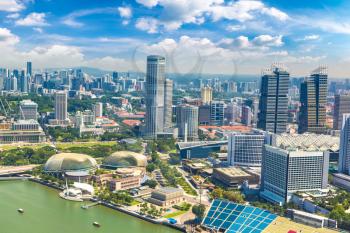 Panoramic aerial view of Singapore in a summer day