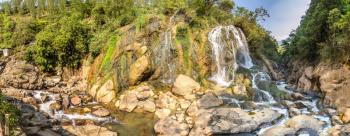 Panorama of Waterfall in Cat Cat village near Sapa, Lao Cai, Vietnam in a summer day