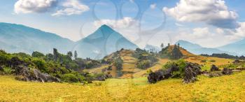 Panorama of Beautiful landscape in Sapa, Lao Cai, Vietnam in a summer day