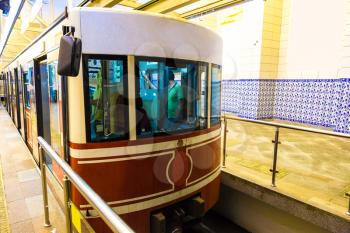 Historical tunnel funicular train in Istanbul in a summer day