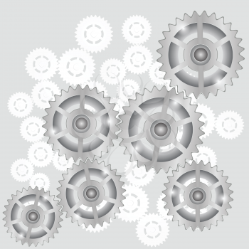  illustration with  gears symbol on a gray background for your design