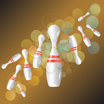 colorful illustration with bowling background for your design