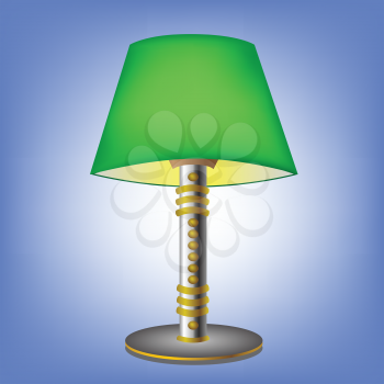  colorful illustration with decorative green table lamp for your design