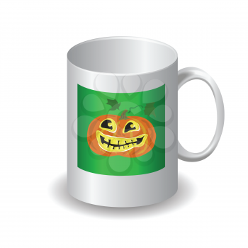 colorful illustration with halloween mug  for your design