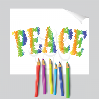 colorful illustration with peace paint and pencils for your design