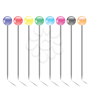 colorful illustration with set of pins  on a white background