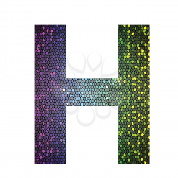 colorful illustration with letter H of different colors on a white background