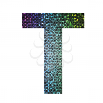 colorful illustration with letter T of different colors on a white background