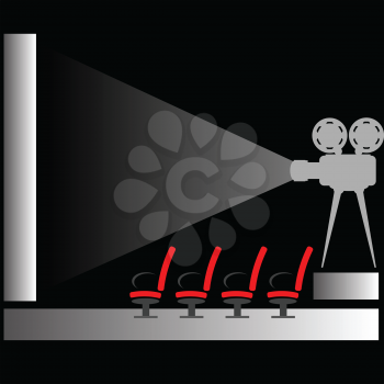 l illustration with  cinema silhouette on a dark background