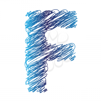colorful illustration with sketched letter F on  a white background