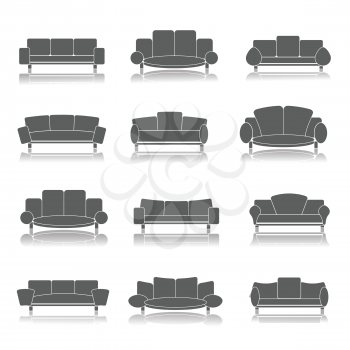 illustration with  furniture icons set on a white background