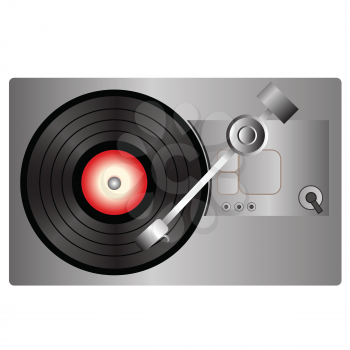 colorful illustration with vinyl record player  on a white background