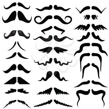 illustration  with moustaches silhouettes on white background