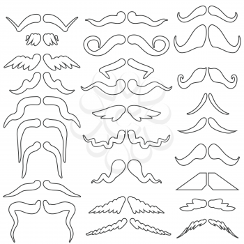 illustration  with moustaches set on white background