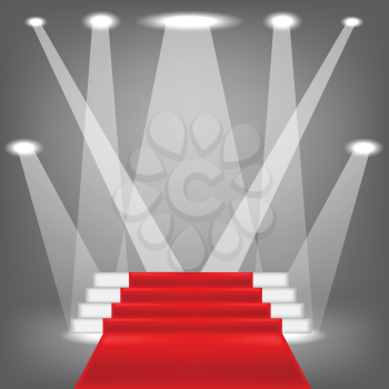 colorful illustration  with red carpet on grey background
