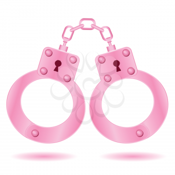 colorful illustration  with pink handcuffs on white background